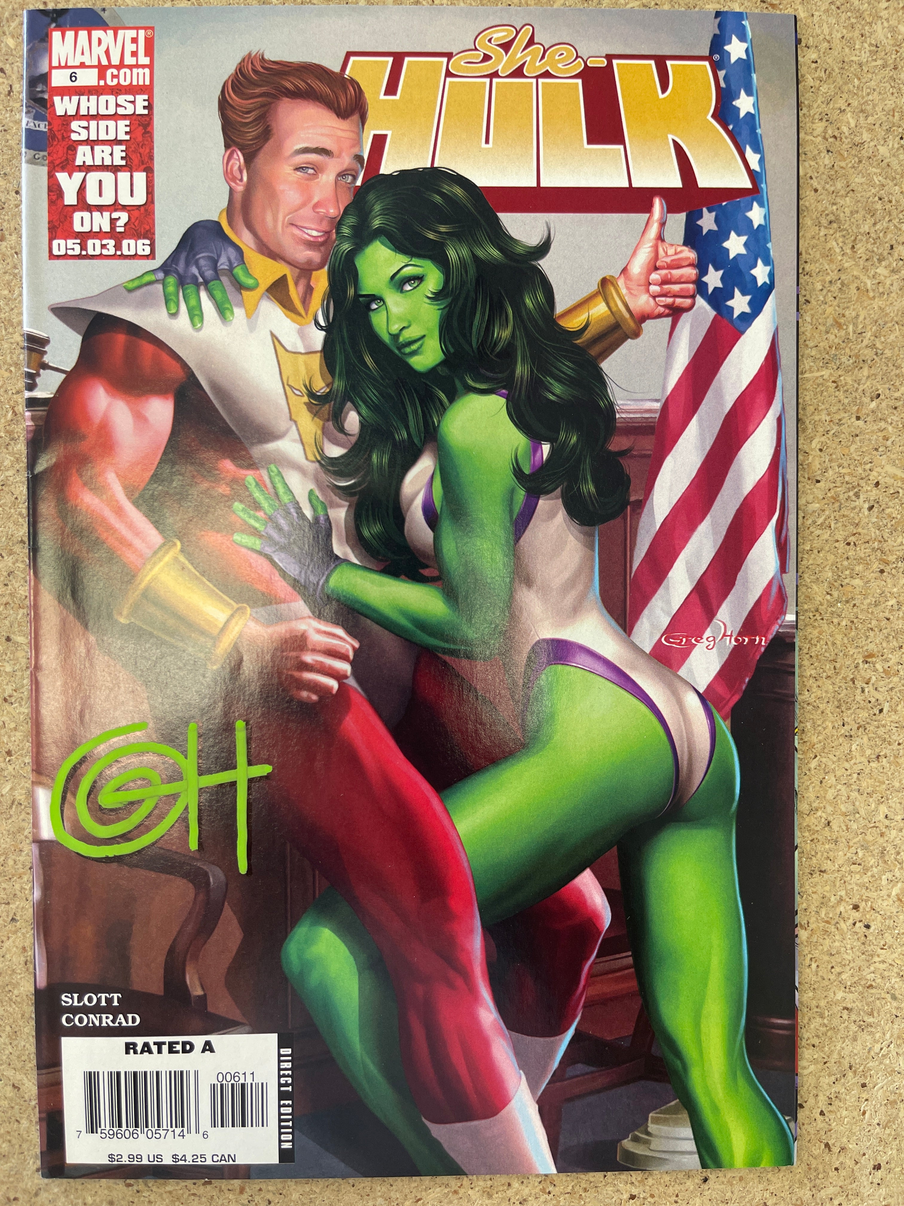 She Hulk 6 - VF - Signed by Greg Horn w/ COA – Subscription Comics