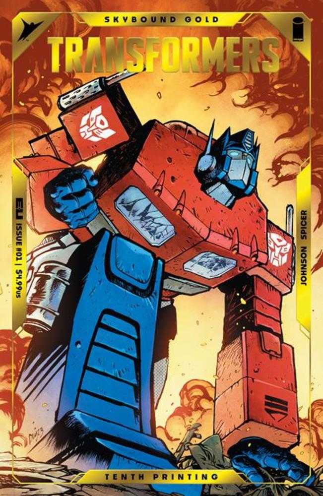 Transformers #1 10th Printing Gold Foil Embossed Optimus & Starscream Set