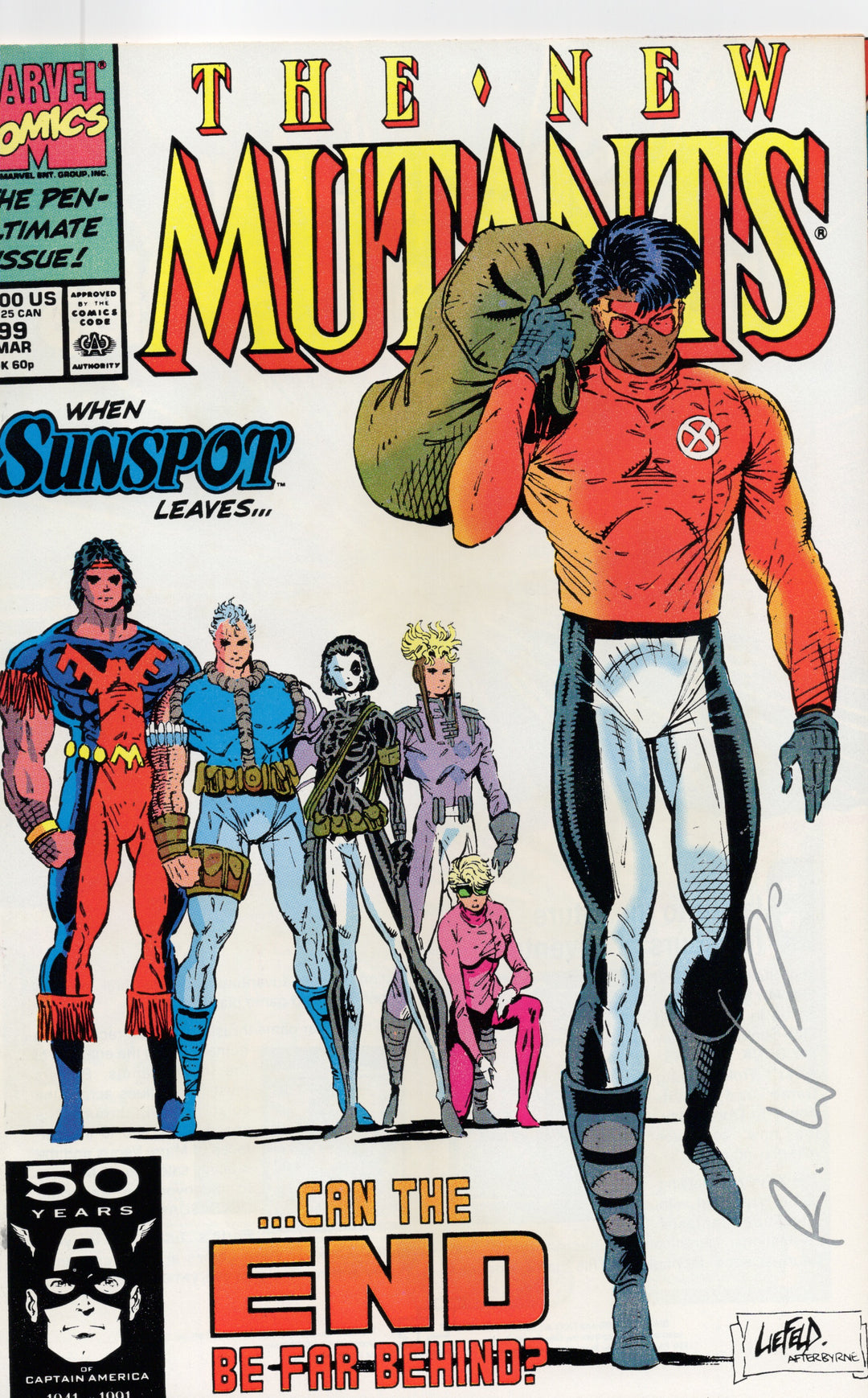New Mutants #99 signed by Rob Liefeld w/ COA