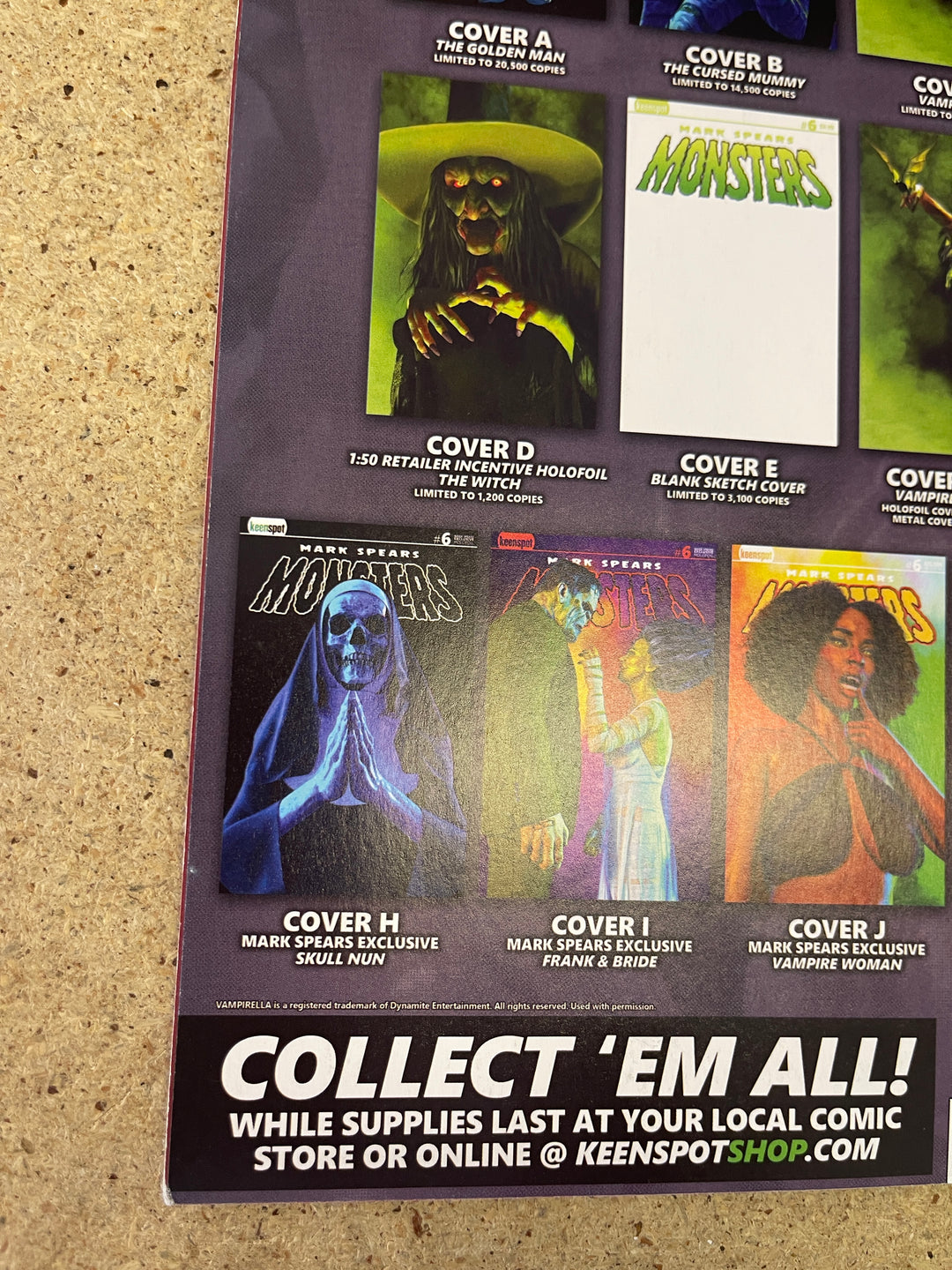 Mark Spears Monsters #6 Cover G Vampirella Metal Cover LTD 999