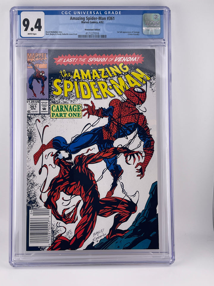 Amazing Spider-Man #361, Newsstand, CGC 9.4, 1st full Carnage