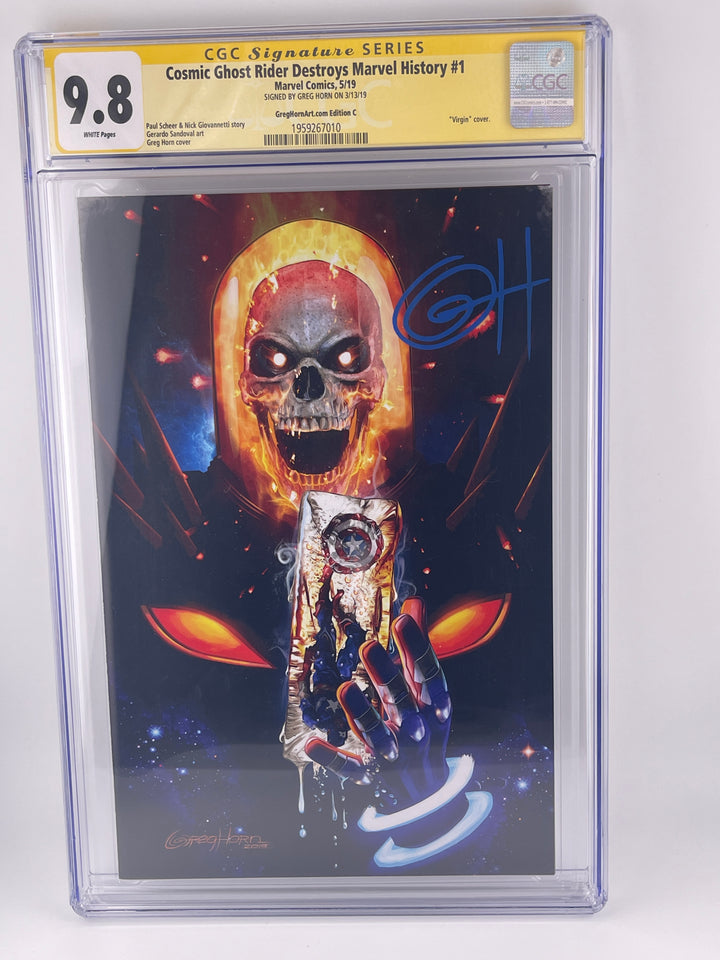 Cosmic Ghost Rider Destroys Marvel History #1 | CGC 9.8 | GregHornart.com edition c | Signed