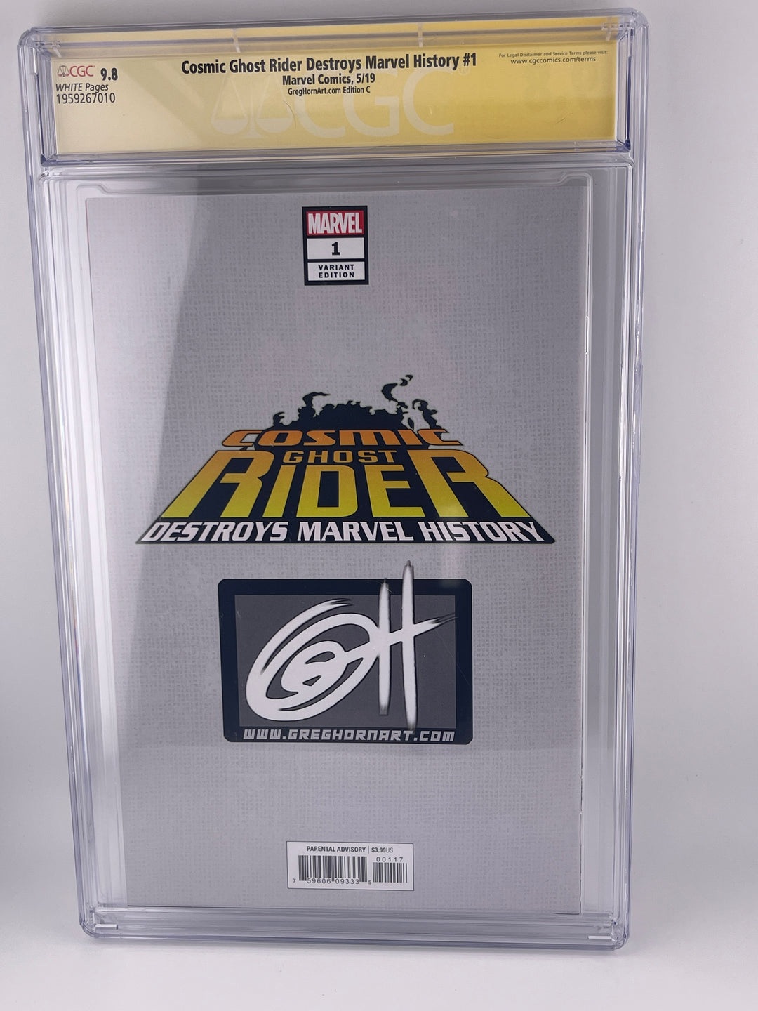 Cosmic Ghost Rider Destroys Marvel History #1 | CGC 9.8 | GregHornart.com edition c | Signed