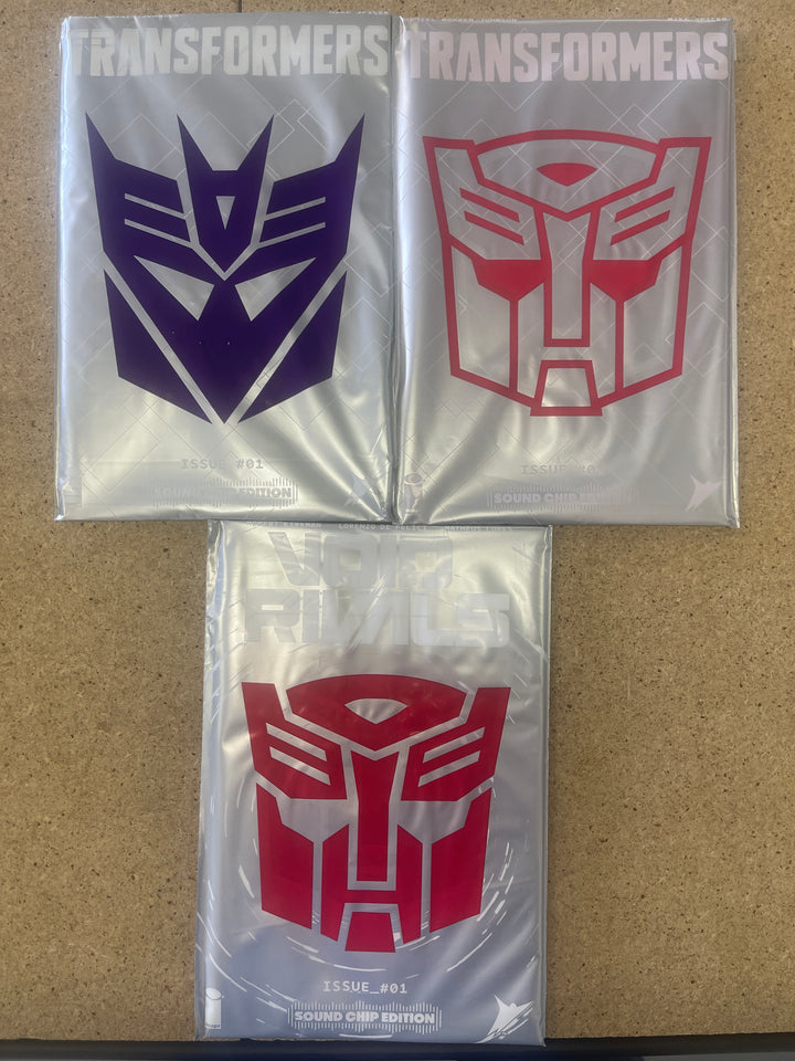 Transformers #1 & Void Rivals #1 SOUND CHIP Set 2025 Starscream Optimus Prime
