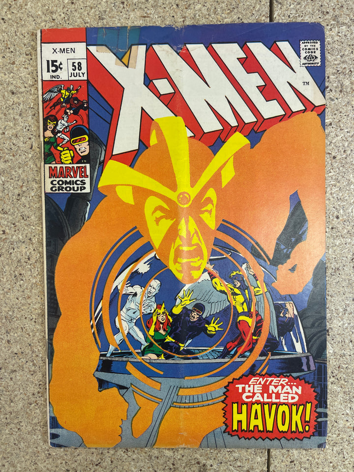 X-men  #58 Tape on cover 1st Havok
