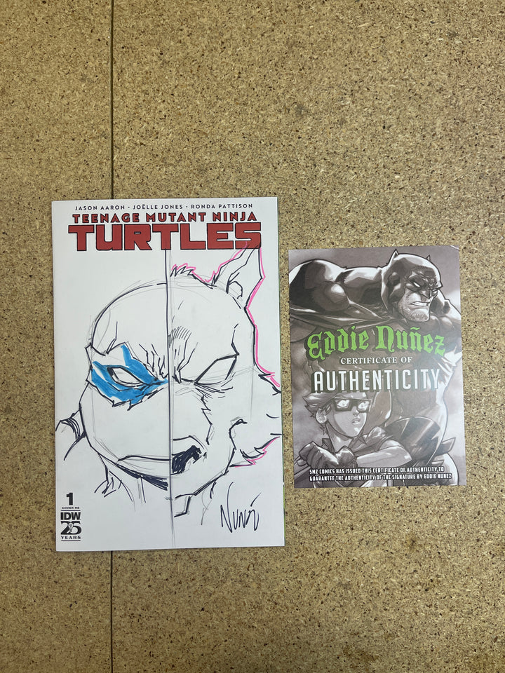 Teenage Mutant Ninja Turtles  #1 Blank Sketch Drawning Signatue Eddie Nunez