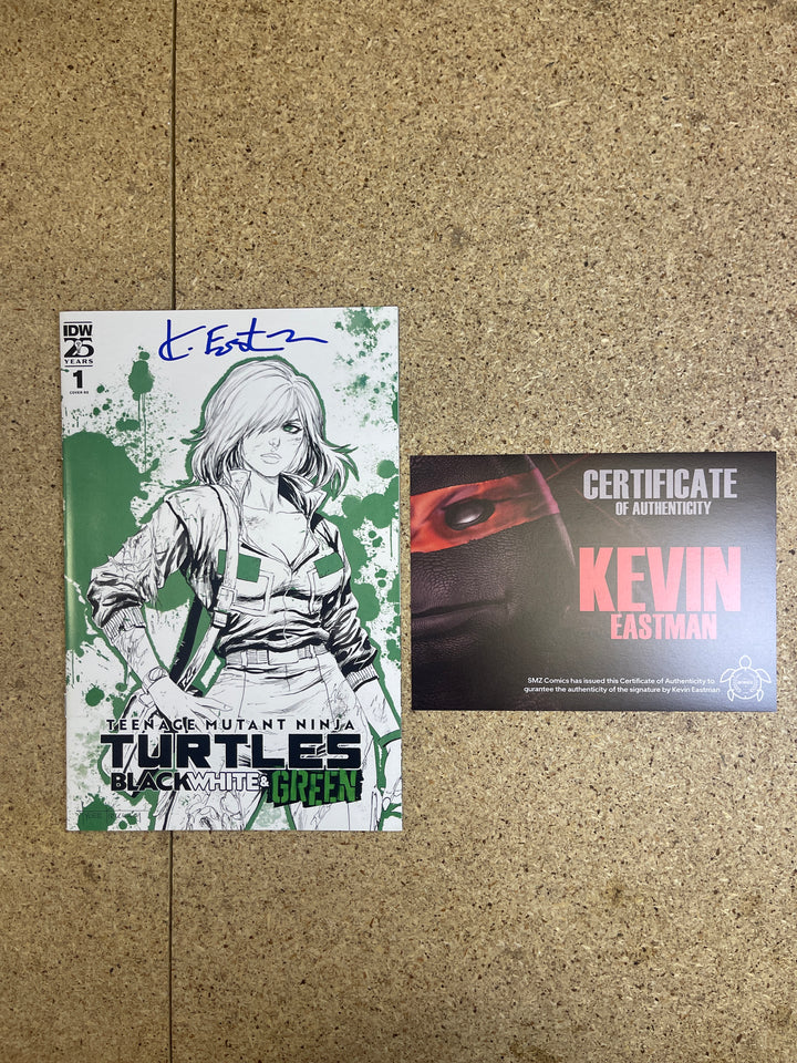 Teenage Mutant Ninja Turtles Black White & Green #1 Kirkham April Oniel Signature Kevin Eastman