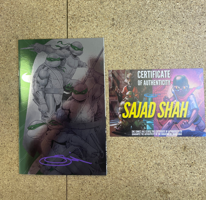 Teenage Mutant Ninja Turtles Black White & Green #1 Sajad Shah SMZ Foil Virgin Signature