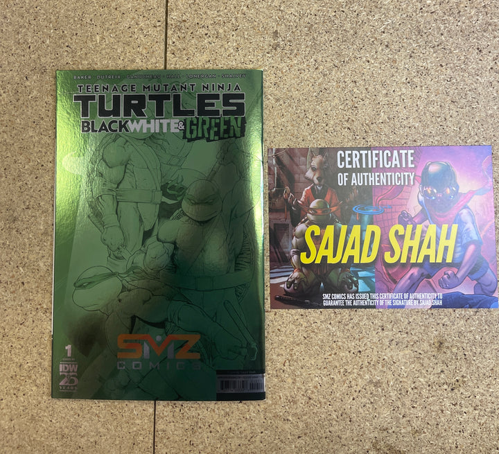 Teenage Mutant Ninja Turtles Black White & Green #1 Sajad Shah SMZ Foil Virgin Signature