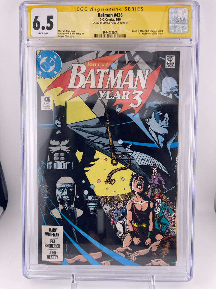 Batman #436 CGC 6.5 1st app Tim Drake signed by George Perez