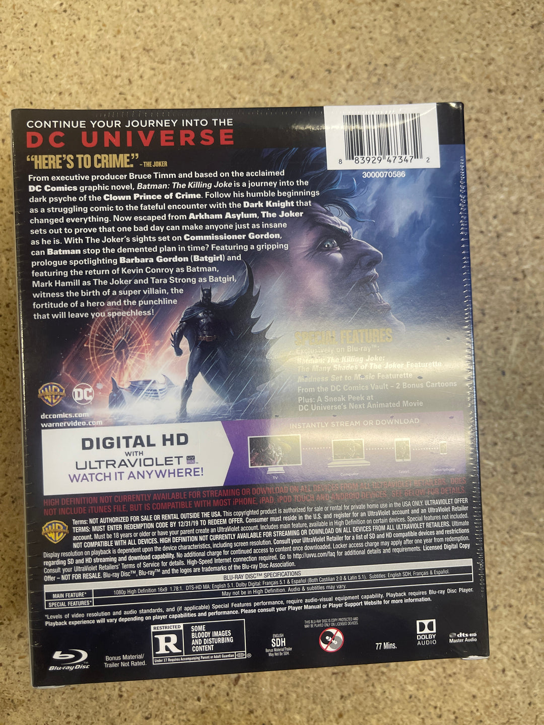 Batman: The Killing Joke LIMITED EDITION Blu-ray 2016 Deluxe 10489 of 75,600