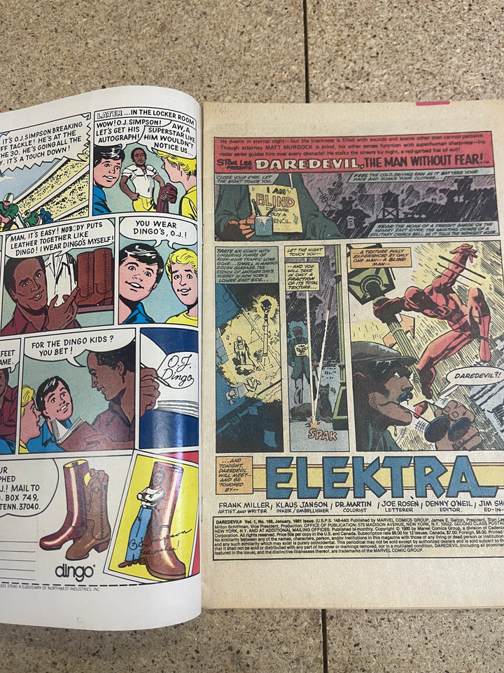 Daredevil #168 1st Elektra Detached Center Staple