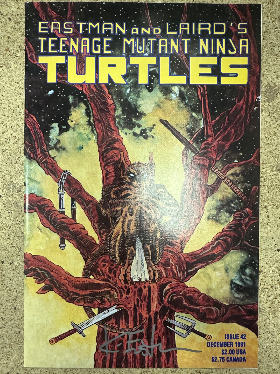 Teenage Mutant Ninja Turtles #42 1991 Signed by Kevin Eastman w/ COA