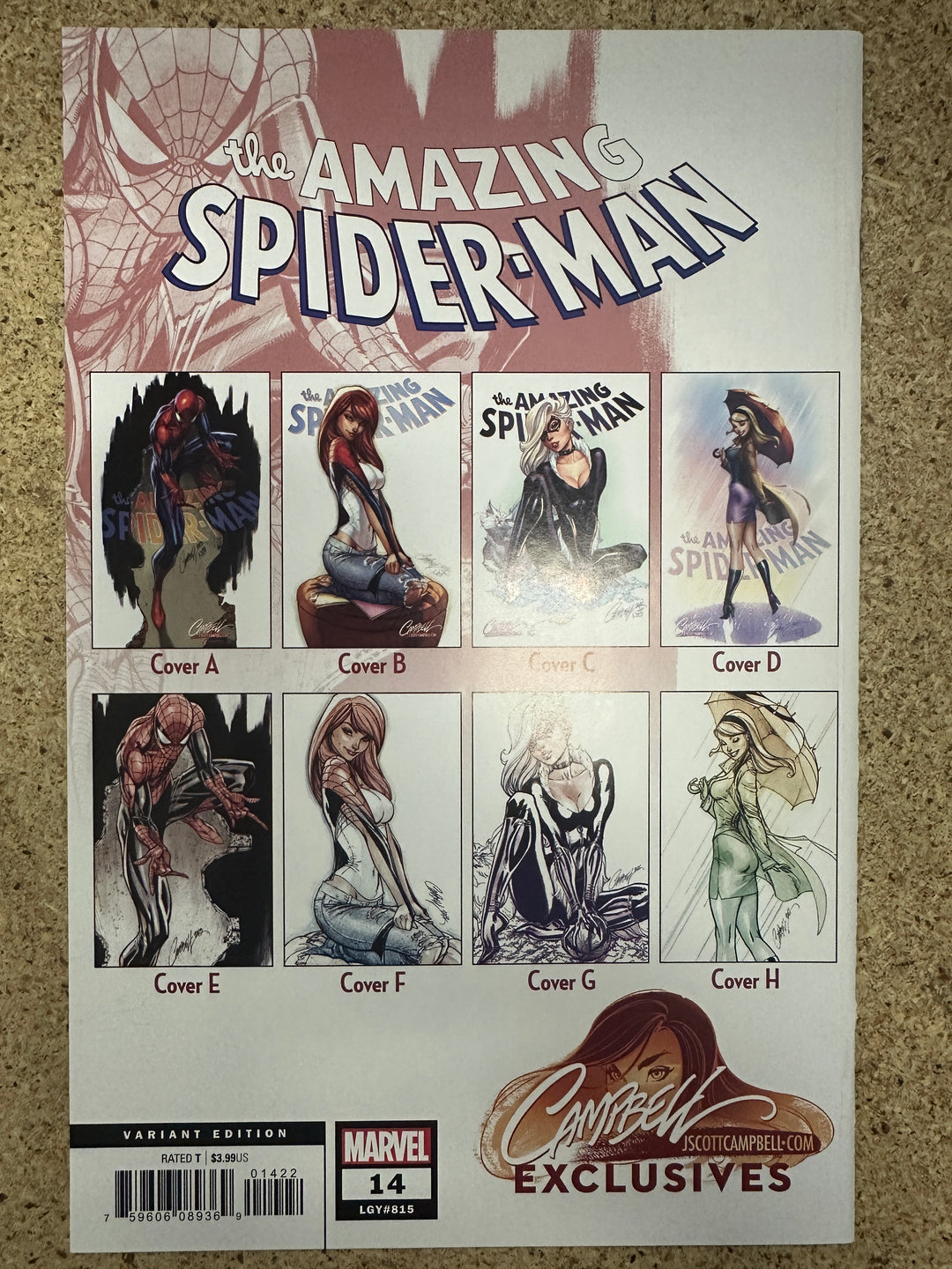 Amazing Spider-Man #14 Virgin Sketch siged by J Scott Campbell w/ COA