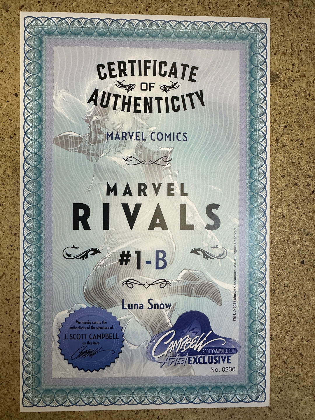 Marvel Rivals #1 B Luna Snow Signed by J Scott Campbell w/ COA