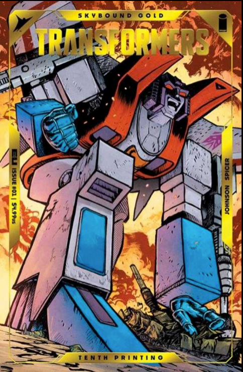 Transformers #1 10th Printing Gold Foil Embossed Optimus & Starscream Set