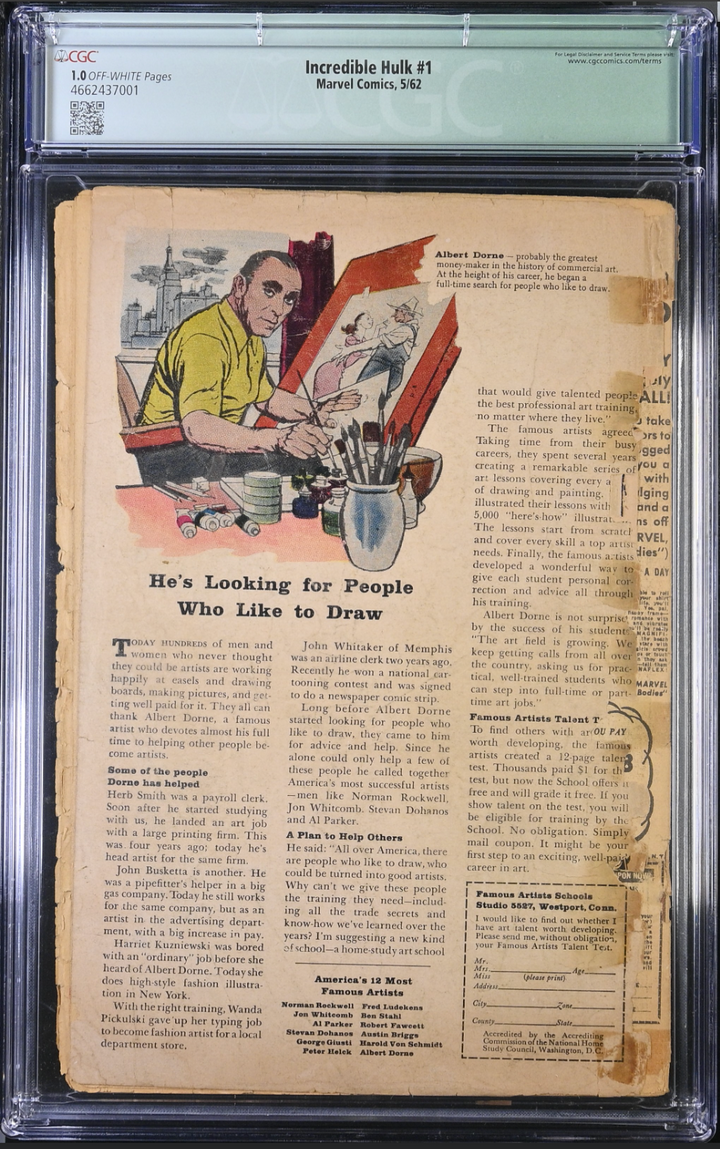 Incredible Hulk #1 1962 CGC 1.0 Qualified