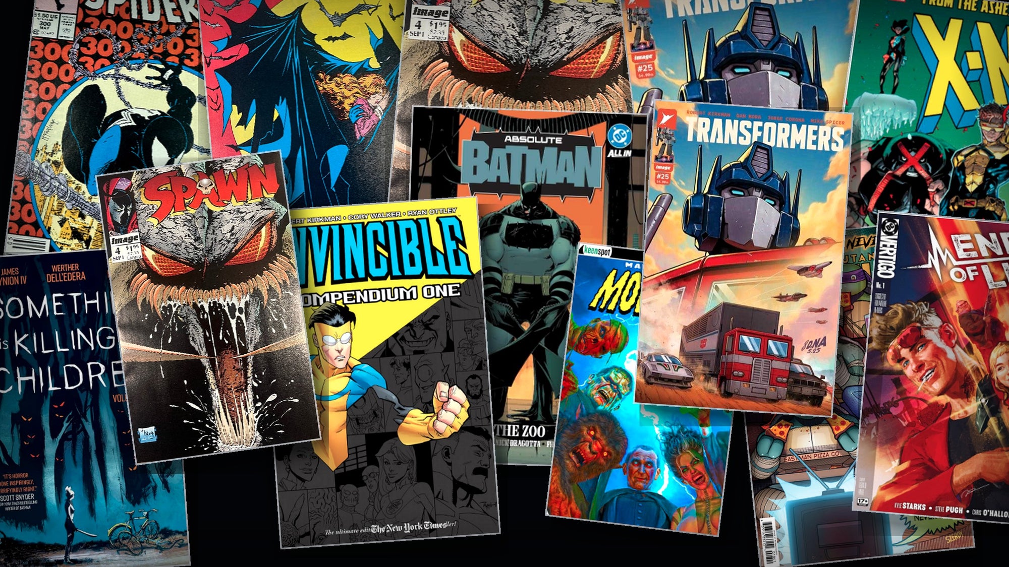 Homepage comic cover collage hero