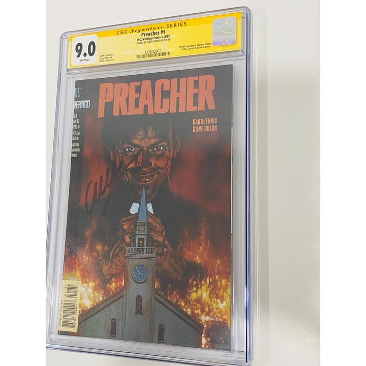 Preacher #1, CGC 9.0, 1st Print, Signed by Garth Ennis, Brand New Slab